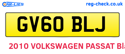 GV60BLJ are the vehicle registration plates.