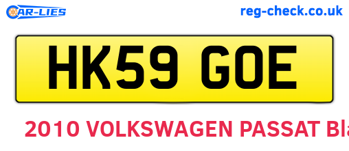 HK59GOE are the vehicle registration plates.