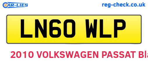 LN60WLP are the vehicle registration plates.