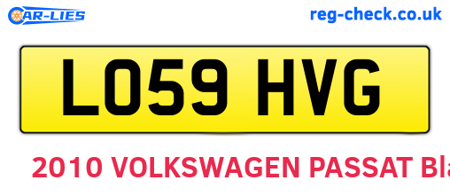 LO59HVG are the vehicle registration plates.
