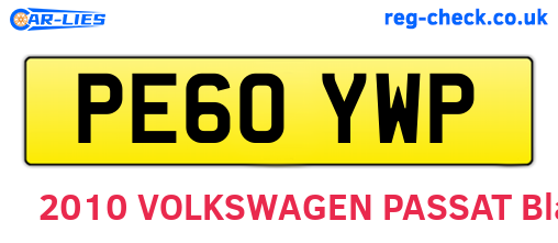 PE60YWP are the vehicle registration plates.