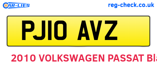 PJ10AVZ are the vehicle registration plates.