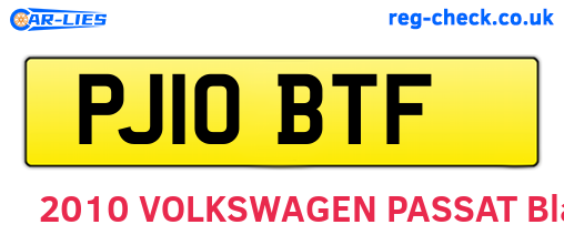 PJ10BTF are the vehicle registration plates.
