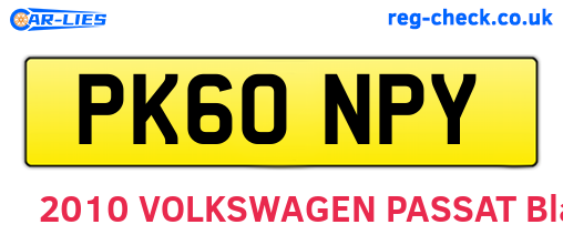 PK60NPY are the vehicle registration plates.