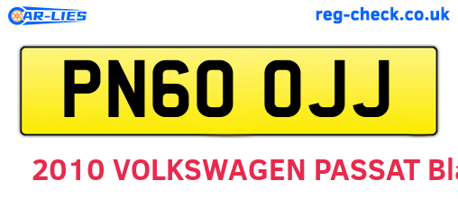 PN60OJJ are the vehicle registration plates.