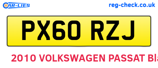 PX60RZJ are the vehicle registration plates.