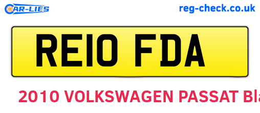RE10FDA are the vehicle registration plates.