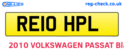 RE10HPL are the vehicle registration plates.