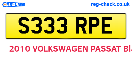 S333RPE are the vehicle registration plates.