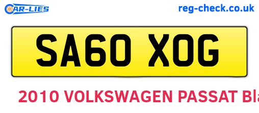 SA60XOG are the vehicle registration plates.
