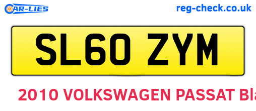 SL60ZYM are the vehicle registration plates.
