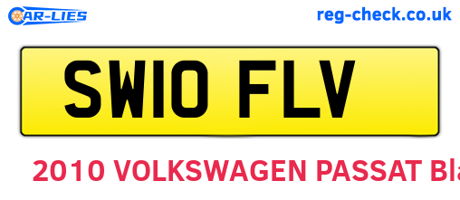 SW10FLV are the vehicle registration plates.