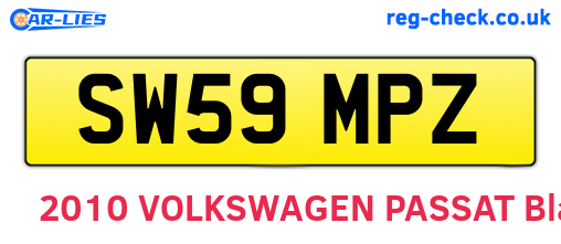SW59MPZ are the vehicle registration plates.