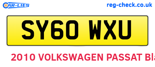 SY60WXU are the vehicle registration plates.