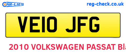 VE10JFG are the vehicle registration plates.