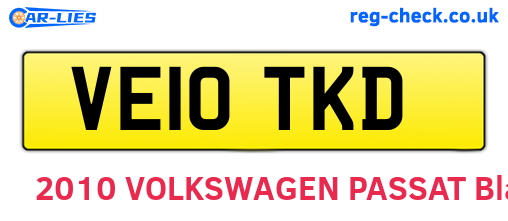 VE10TKD are the vehicle registration plates.