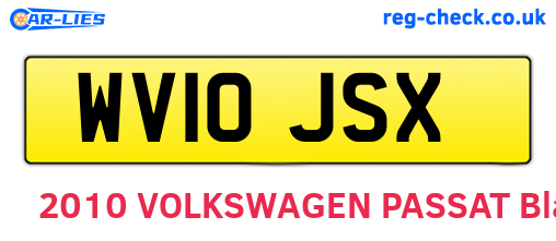 WV10JSX are the vehicle registration plates.