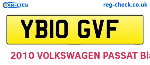 YB10GVF are the vehicle registration plates.