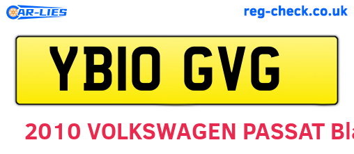 YB10GVG are the vehicle registration plates.