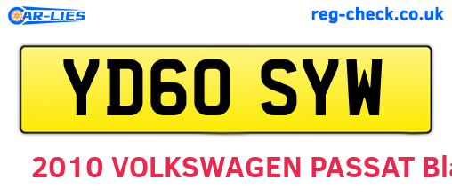 YD60SYW are the vehicle registration plates.