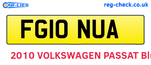 FG10NUA are the vehicle registration plates.