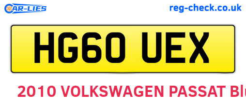 HG60UEX are the vehicle registration plates.