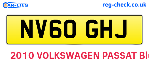 NV60GHJ are the vehicle registration plates.