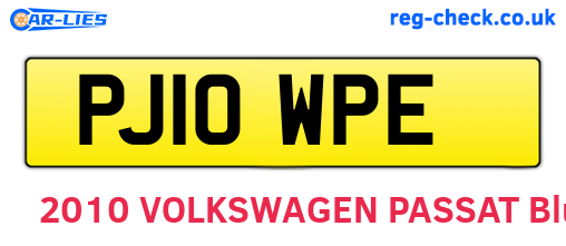 PJ10WPE are the vehicle registration plates.
