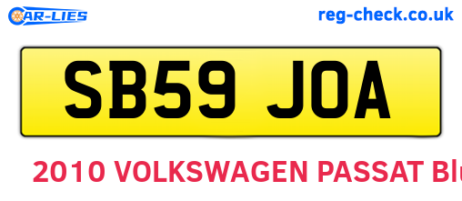 SB59JOA are the vehicle registration plates.