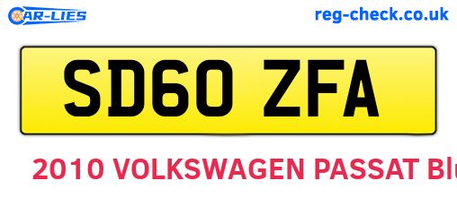 SD60ZFA are the vehicle registration plates.