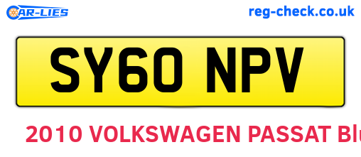SY60NPV are the vehicle registration plates.
