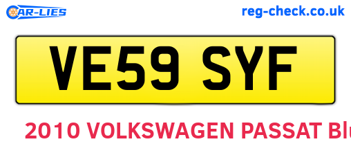 VE59SYF are the vehicle registration plates.