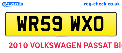 WR59WXO are the vehicle registration plates.