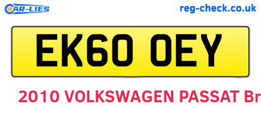 EK60OEY are the vehicle registration plates.