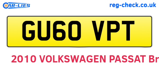 GU60VPT are the vehicle registration plates.