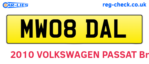MW08DAL are the vehicle registration plates.