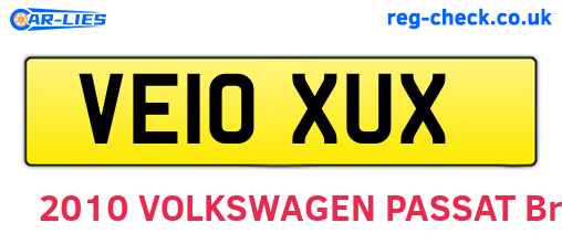 VE10XUX are the vehicle registration plates.