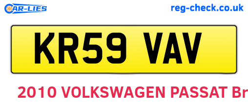 KR59VAV are the vehicle registration plates.