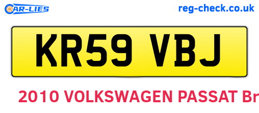 KR59VBJ are the vehicle registration plates.