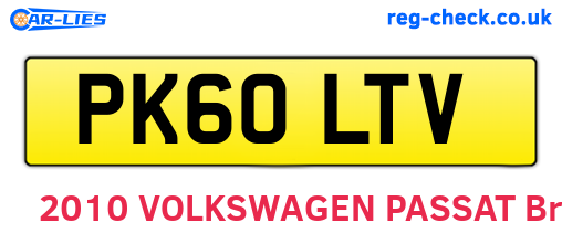 PK60LTV are the vehicle registration plates.