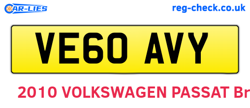 VE60AVY are the vehicle registration plates.