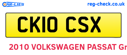 CK10CSX are the vehicle registration plates.