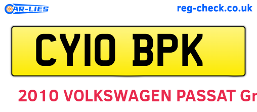 CY10BPK are the vehicle registration plates.