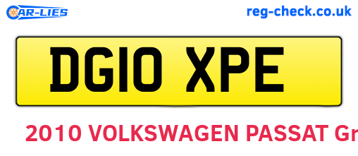 DG10XPE are the vehicle registration plates.