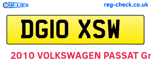 DG10XSW are the vehicle registration plates.