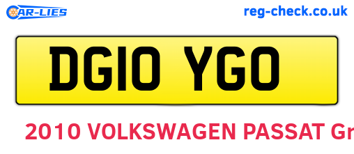 DG10YGO are the vehicle registration plates.