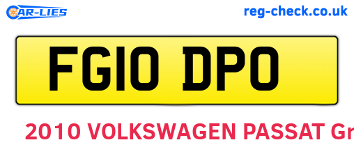 FG10DPO are the vehicle registration plates.