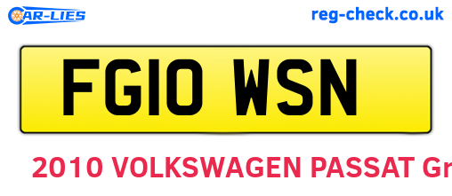 FG10WSN are the vehicle registration plates.
