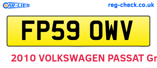 FP59OWV are the vehicle registration plates.