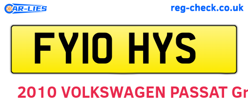 FY10HYS are the vehicle registration plates.
